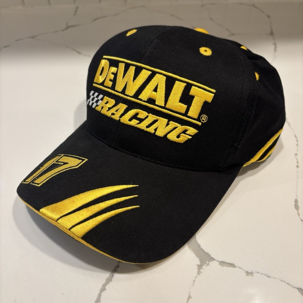 VTG DeWalt Racing #17 NASCAR Adjustable Hat Embroidered Cap Checkered Flag Roush
